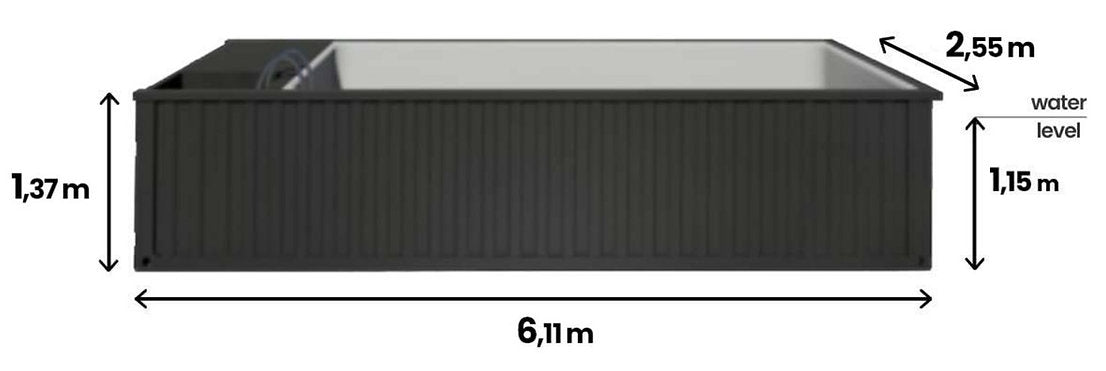 Pool Container 6,2m x 2,5m sofort einsatzbereit, Komfort-Paket